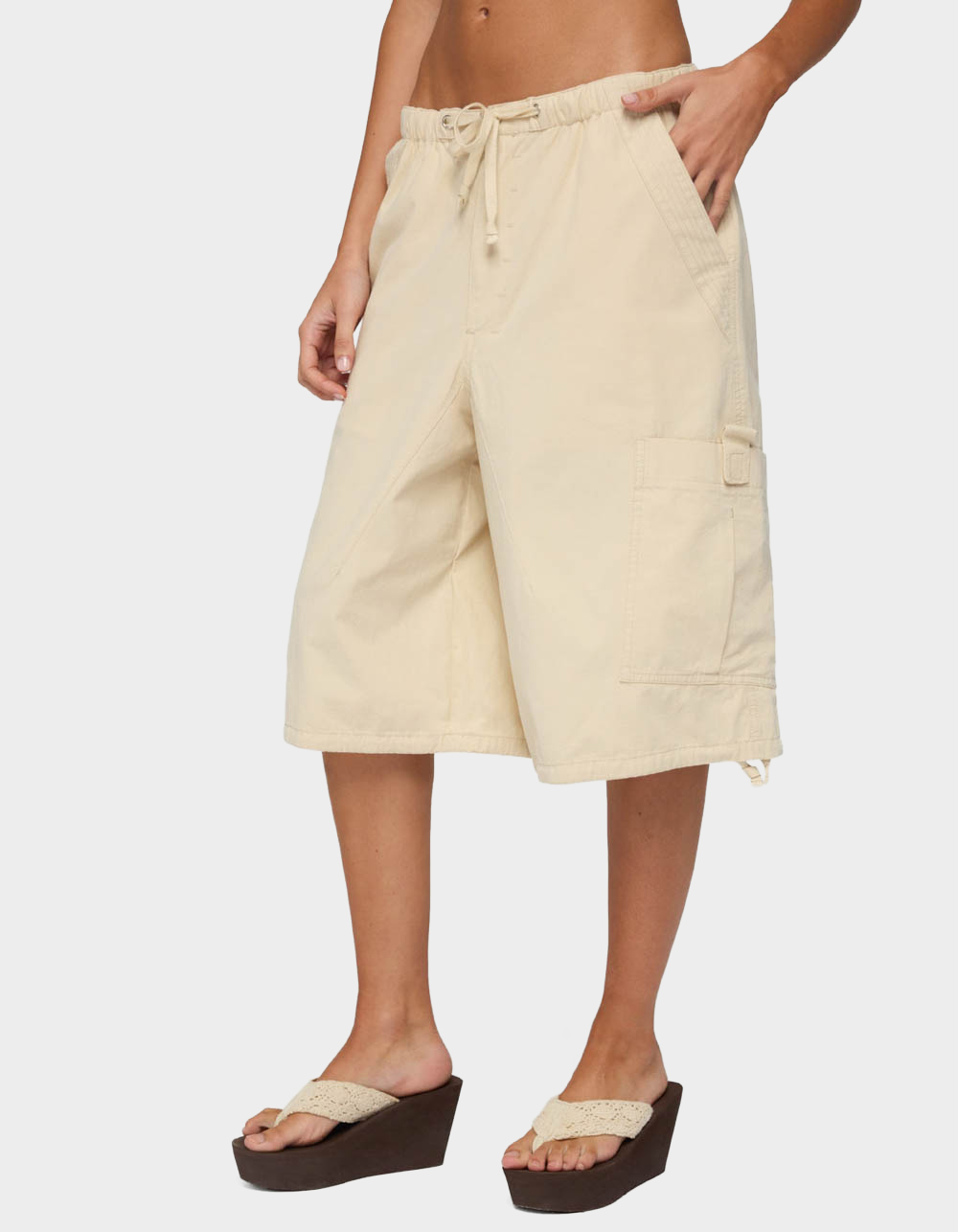 EDIKTED Azul Oversized Cargo Bermuda Shorts - BEIGE