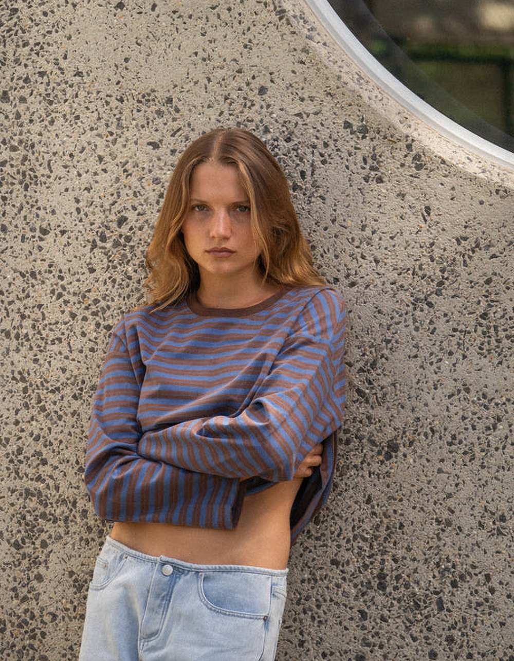 RHYTHM Porto Womens Long Sleeve Stripe Tee - BLUE COMBO