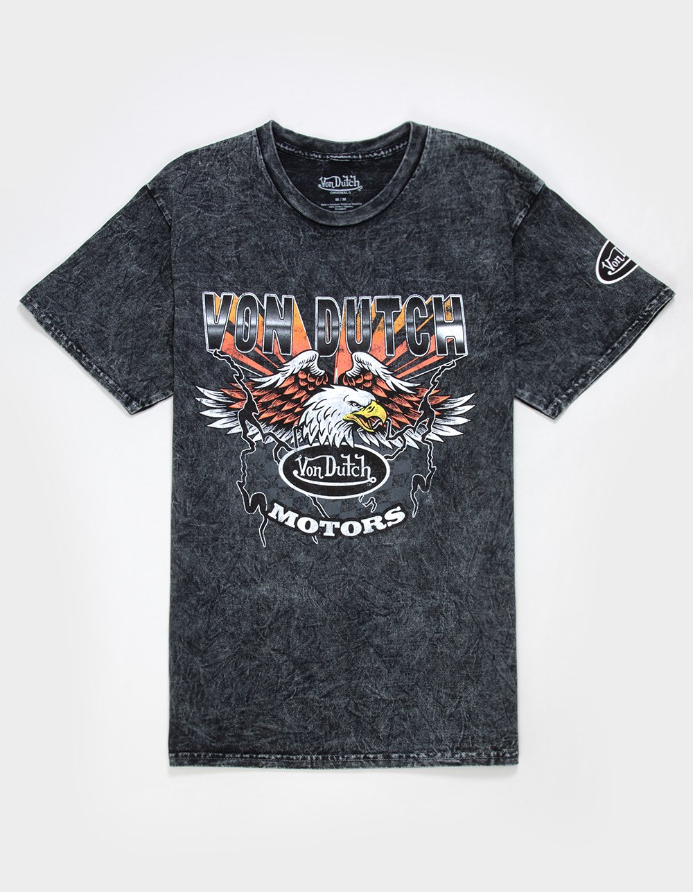 VON DUTCH Moto Chrome Mens Tee - WASHED BLACK