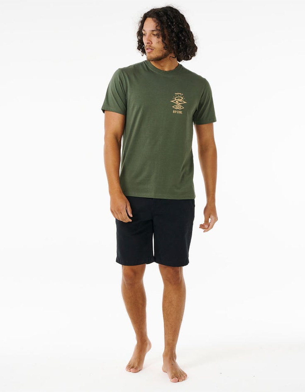 RIP CURL Search Icon Mens Tee - OLIVE