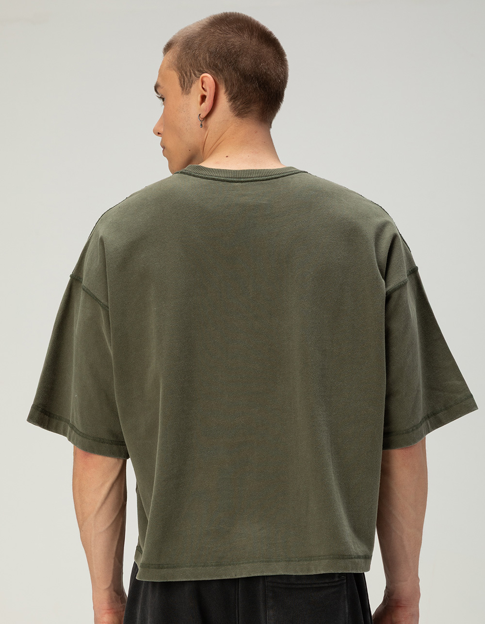 RSQ Mens Baggy Crop Tee - OLIVE