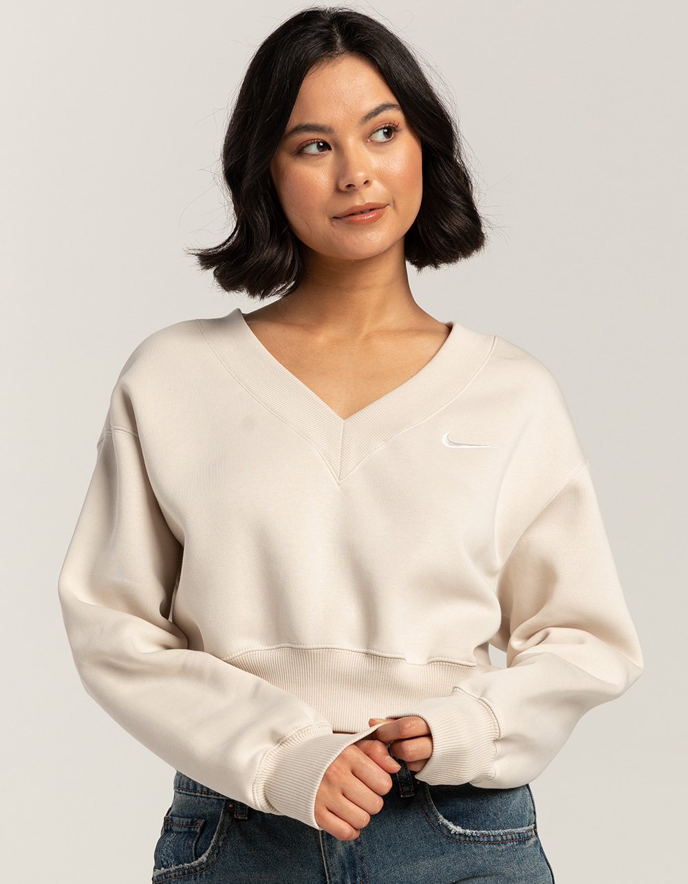 NIKE Sportswear Phoenix Fleece Womens Cropped V-Neck Sweatshirt