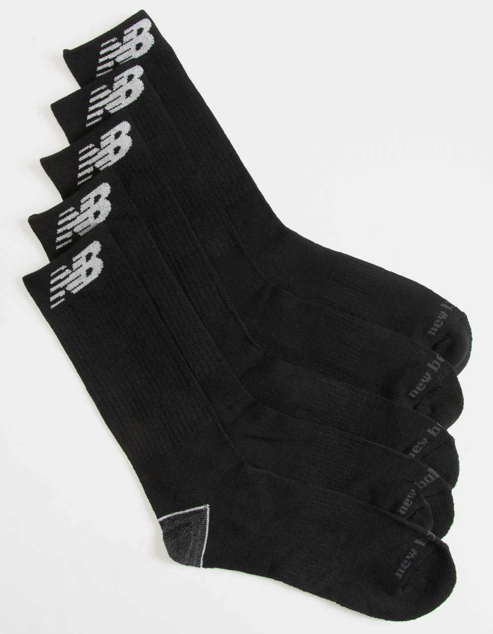 NEW BALANCE Athletic 5 Pack Mens Crew Socks BLACK Tillys