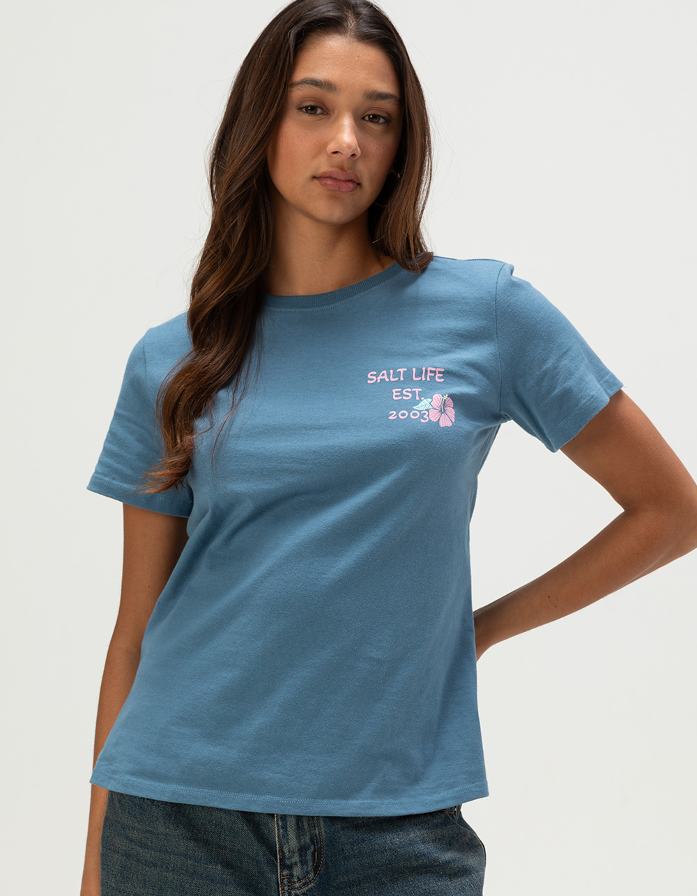 SALT LIFE Keep Surfing Womens Tee - NAVY