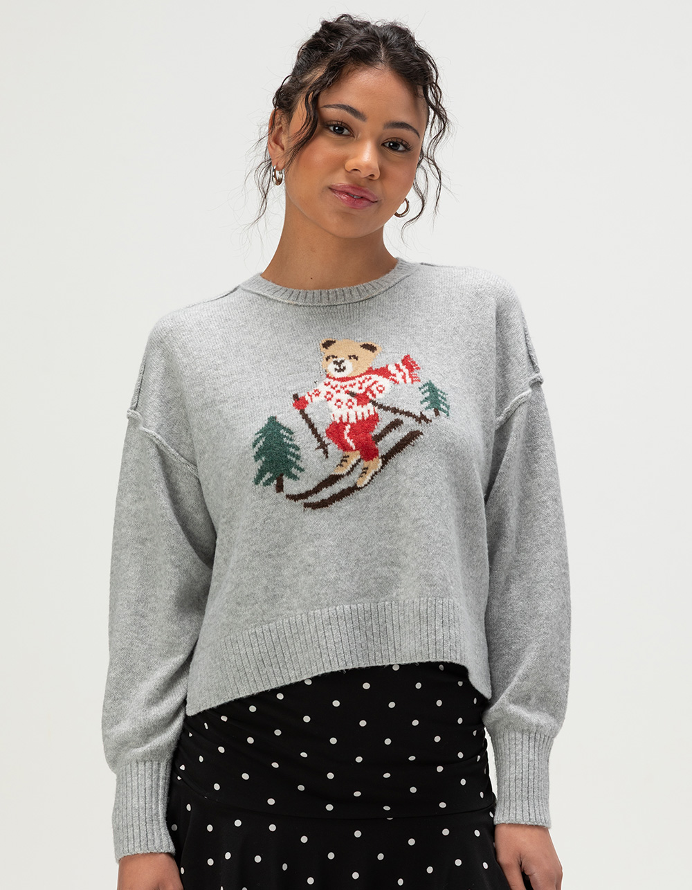 PINK ROSE Bear Womens Sweater - GRAY