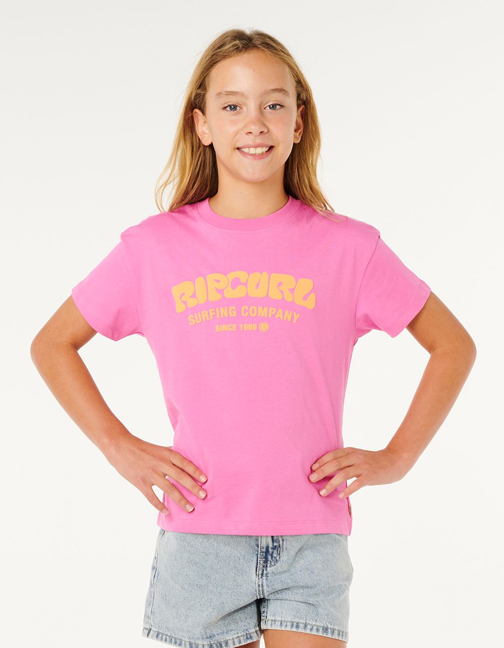 RIP CURL Surf Puff Relaxed Girls Tee - HOT PINK