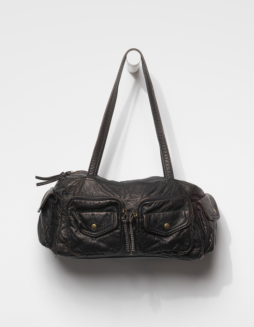 Emily Washed Shoulder Bag - WASHED BLACK