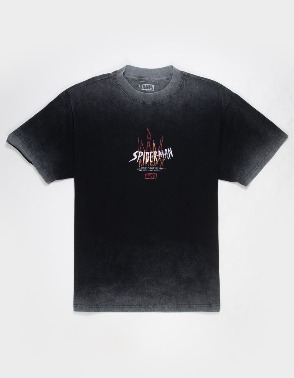 CVLA x Marvel Spider-Man Flames Mens Boxy Tee - WASHED BLACK