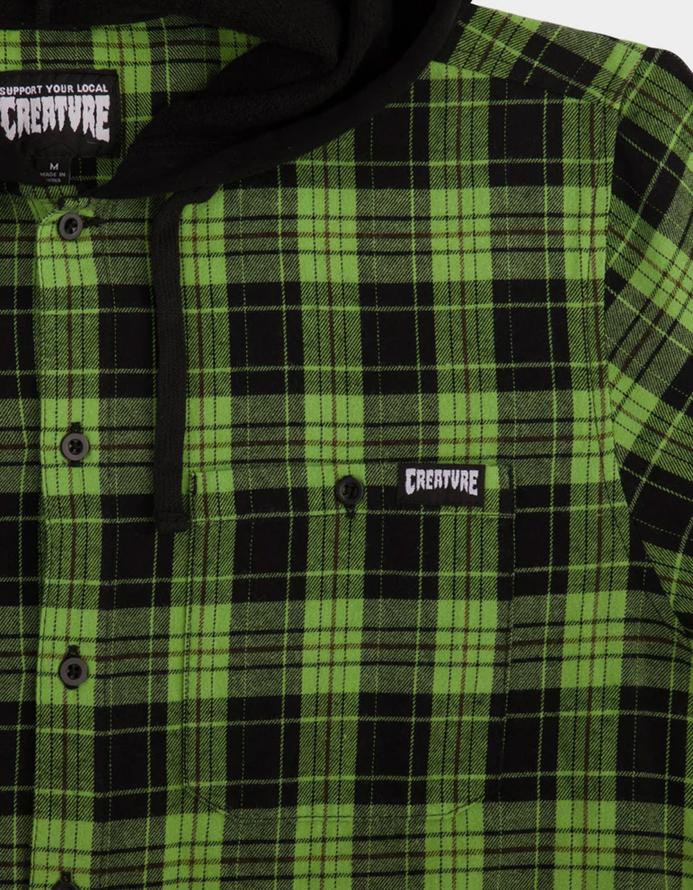 CREATURE Bat Relic Mens Hooded Flannel - GREEN COMBO