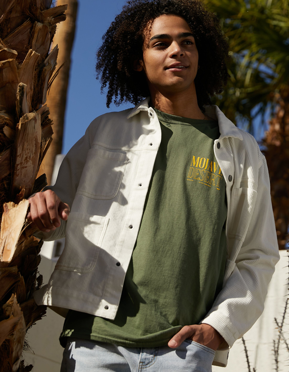 RSQ Mens Corduroy Chore Jacket - WHITE 