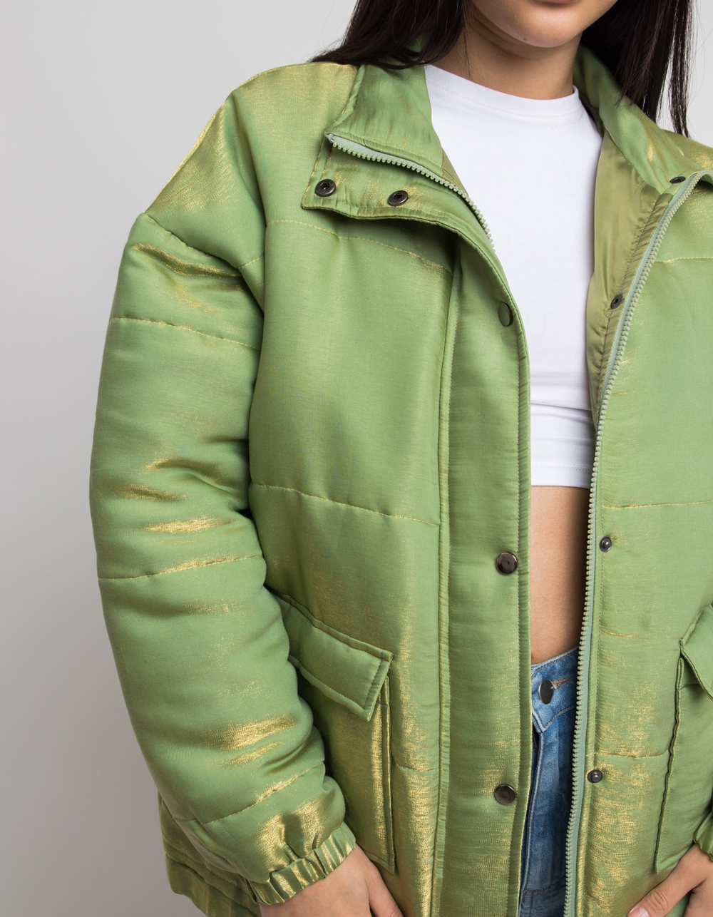 Uitbreiding hop bron DAISY STREET Womens Shimmer Puffer Jacket - GREEN | Tillys