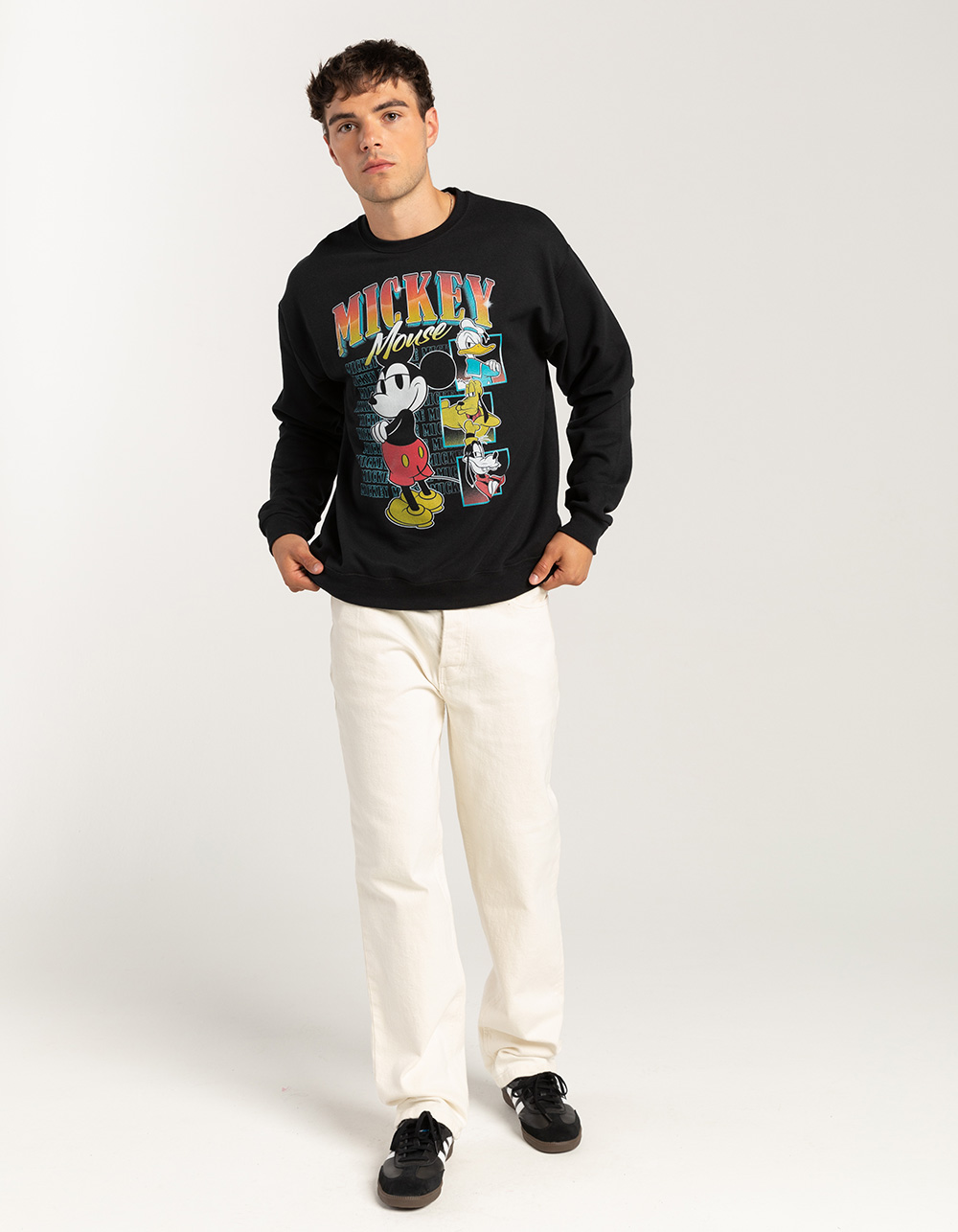 DISNEY Rewind Mickey Crew Unisex Crewneck Sweatshirt - BLACK