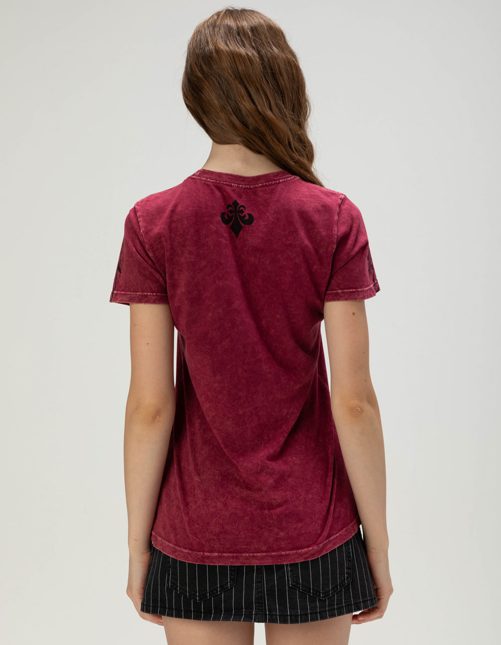 AFFLICTION Pale Sorrow Womens Rhinestone Tee - BURGUNDY