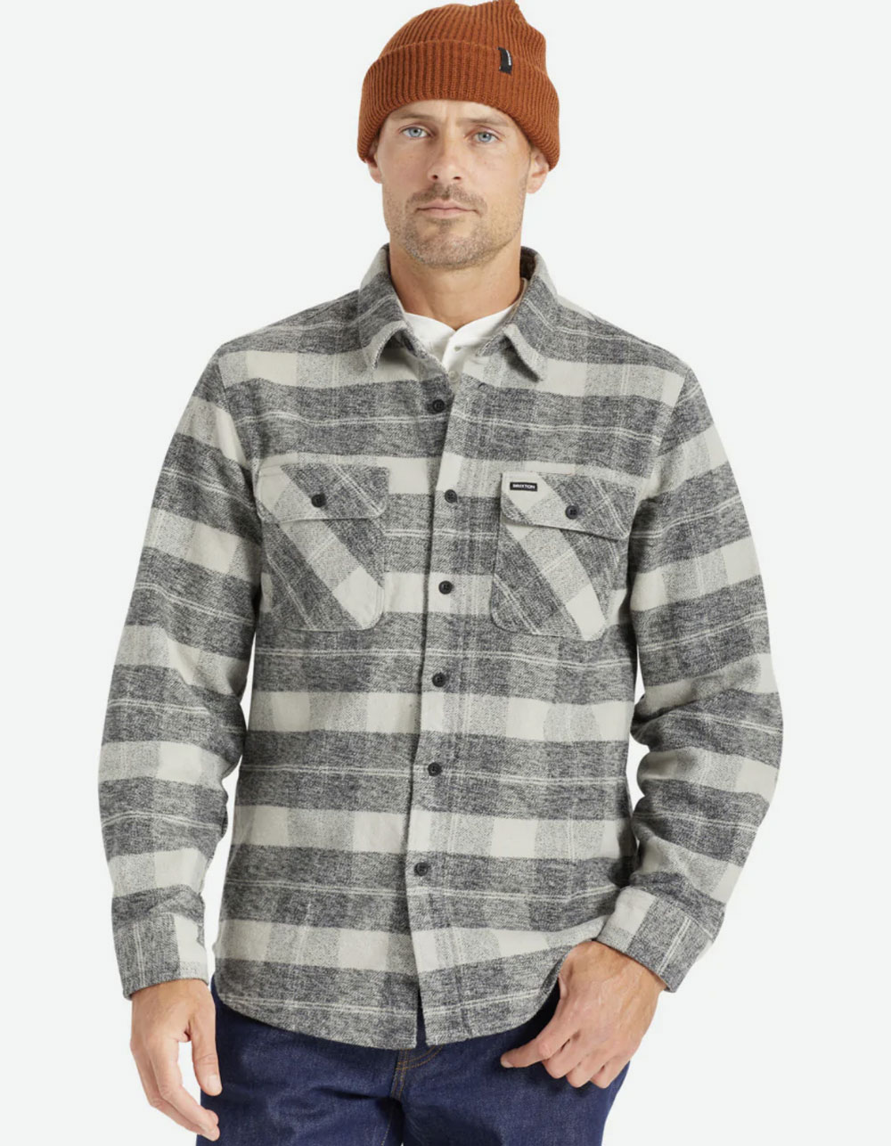 BRIXTON Bowery Heavy Weight Mens Flannel - CHARCOAL | Tillys