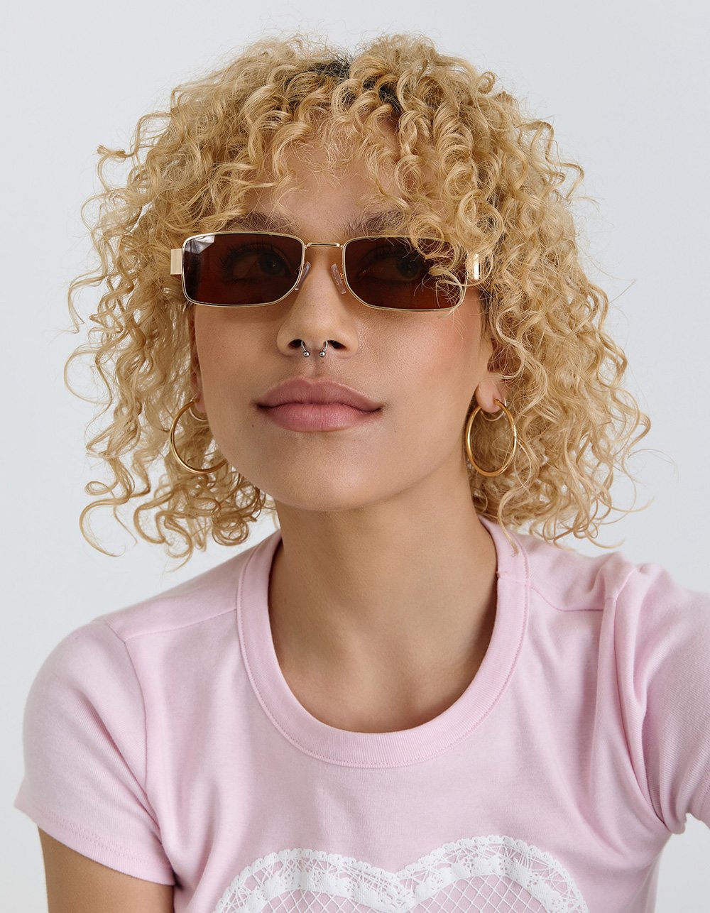 RSQ Rectangle Metal Sunglasses - GOLD