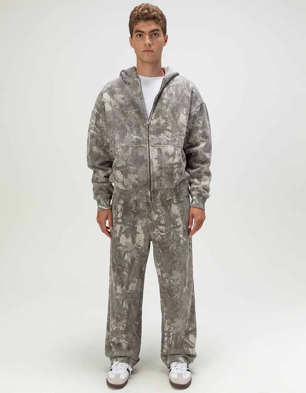 RSQ Mens Oversized Zip-Up Hoodie - SAGE CAMO
