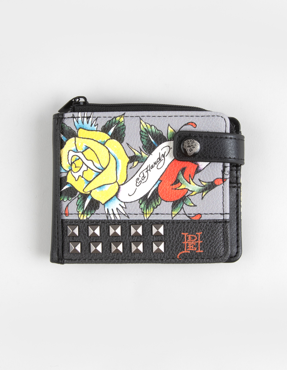 ED HARDY Pyramid Stud Snap Wallet - MULTI