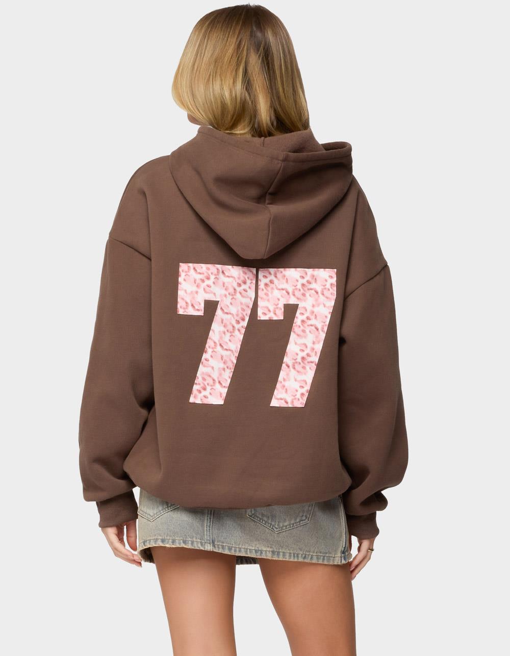 EDIKTED Leopard 77 Oversized Hoodie - BROWN