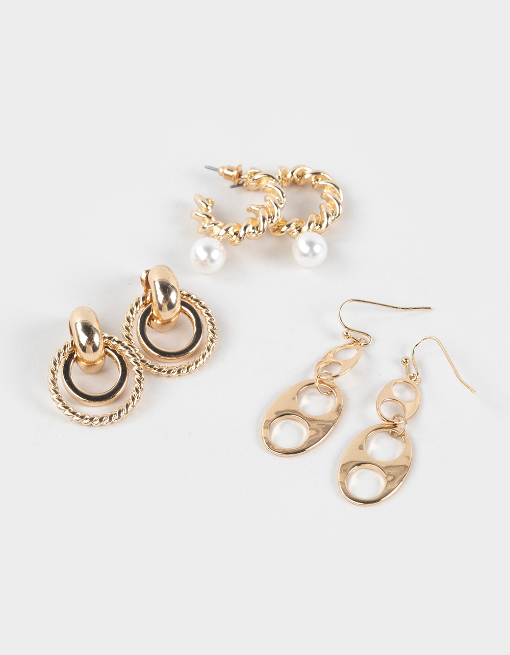 FULL TILT 3 Pack Metal Earrings - GOLD