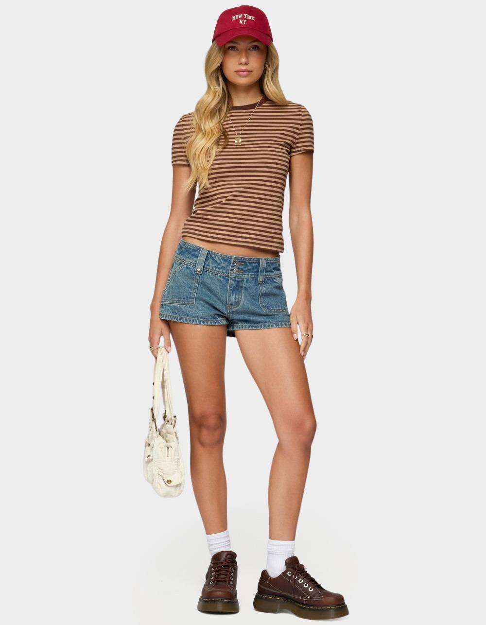 EDIKTED Nessie Striped Tee - BROWN