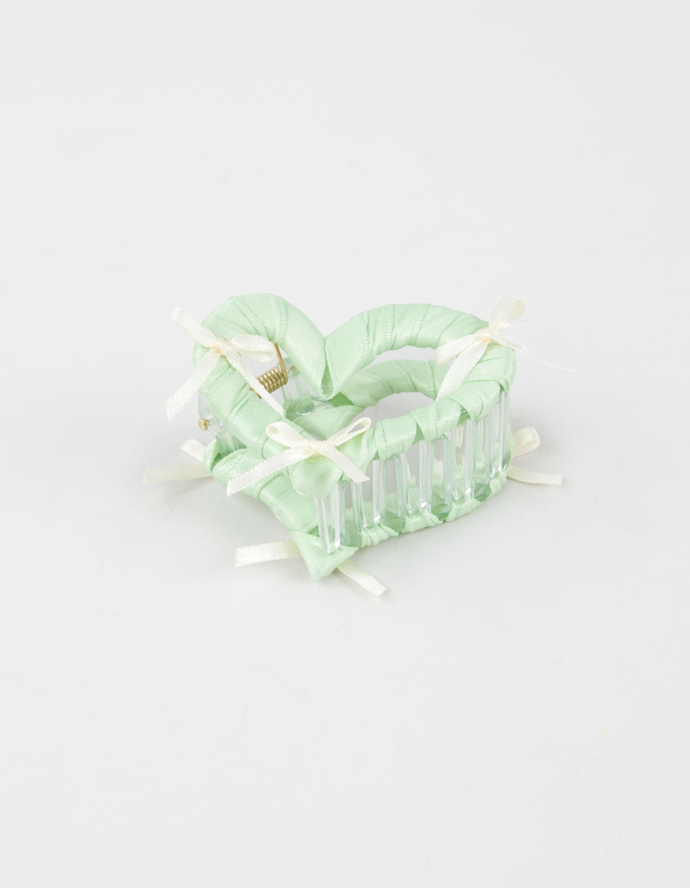 FULL TILT Heart Shape Hair Claw Clip With Bows - GREEN