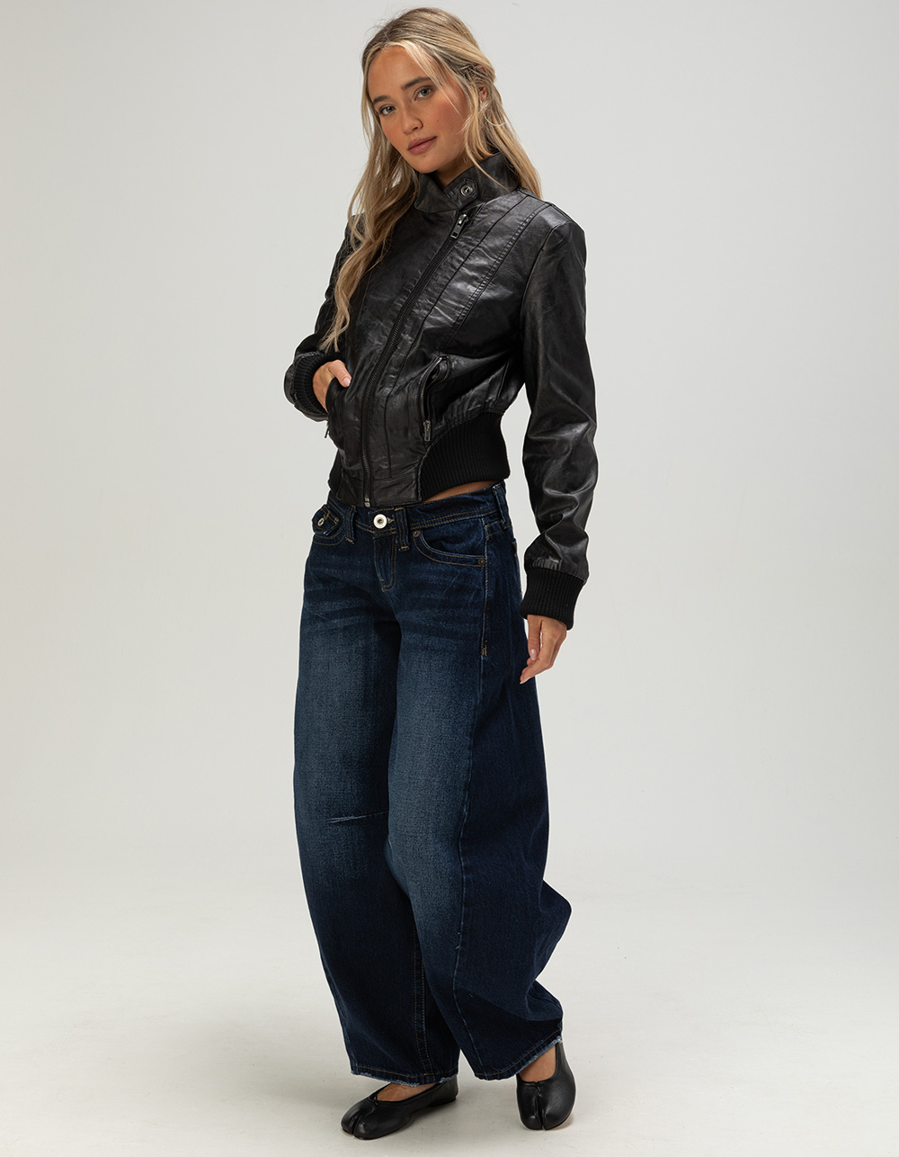 BDG Urban Outfitters Murphy Womens Asymmetric Faux Leather Jacket - BLACK