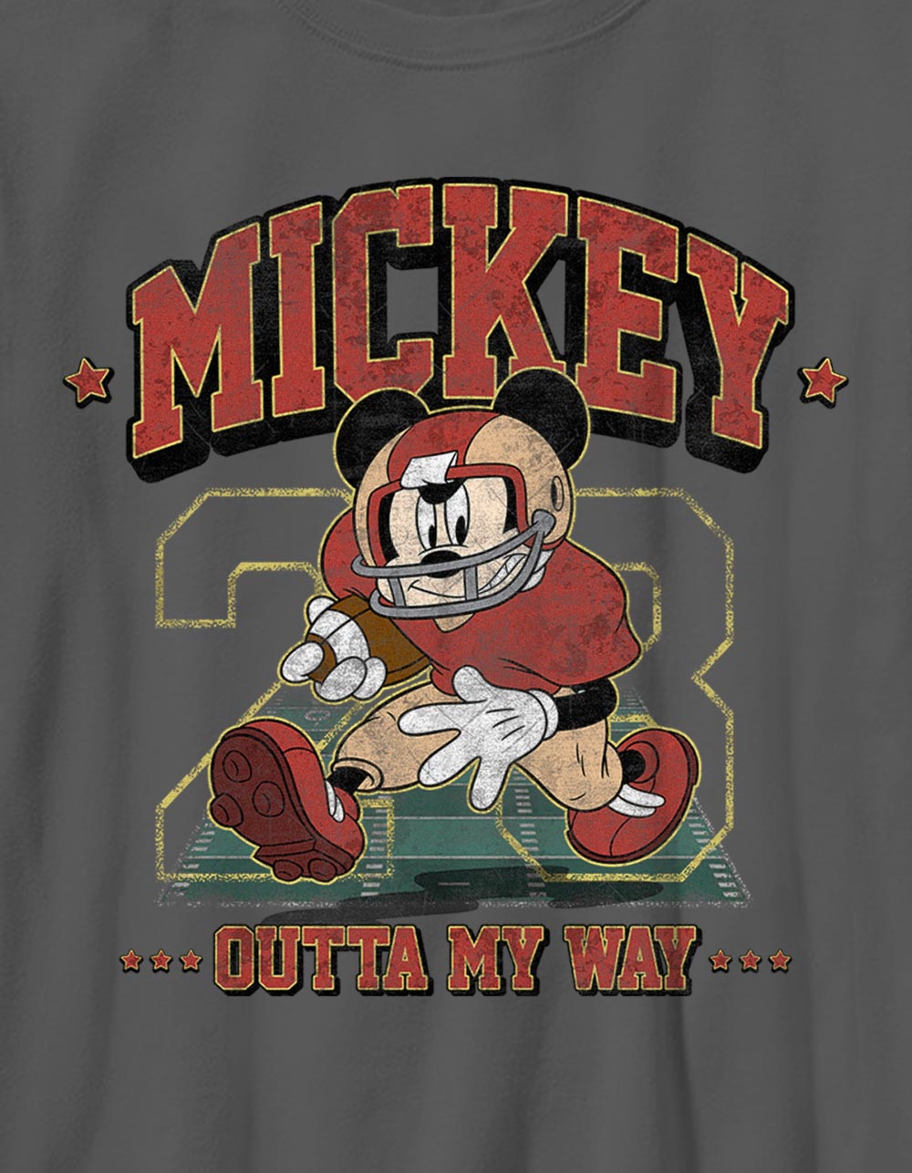 DISNEY Mickey Mouse Football Unisex Kids Tee - CHARCOAL
