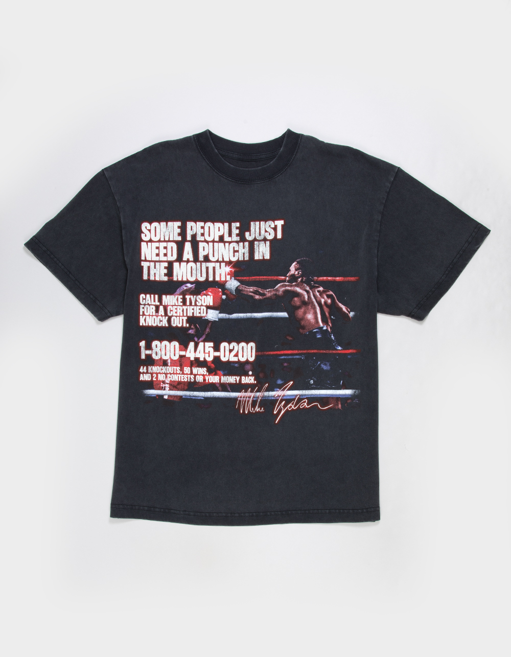 MIKE TYSON Certified Knockout Mens Boxy Tee - WASHED BLACK | Tillys