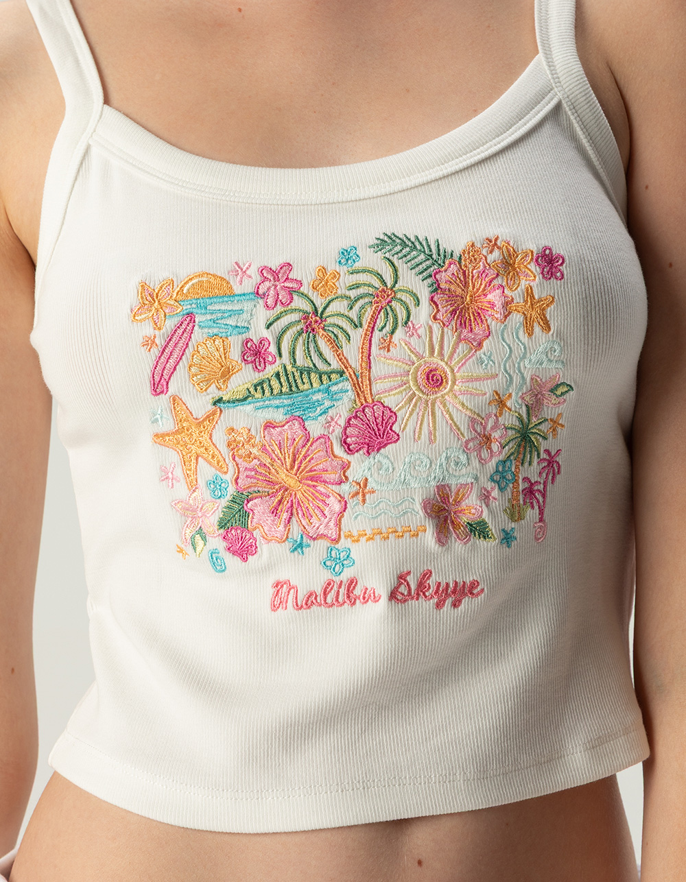 MALIBU SKYYE Tropical Womens Tank Top - WHITE