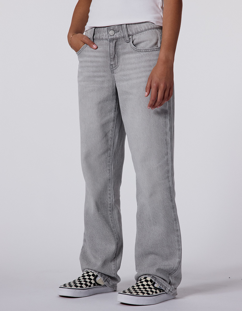 RSQ Girls Low Rise Baggy Jeans - GRAY