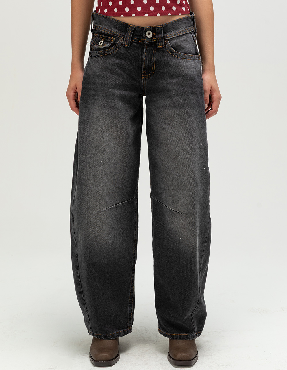 BDG Urban Outfitters Kayla Cocoon Womens Low Rise Baggy Jeans - WASHED BLACK