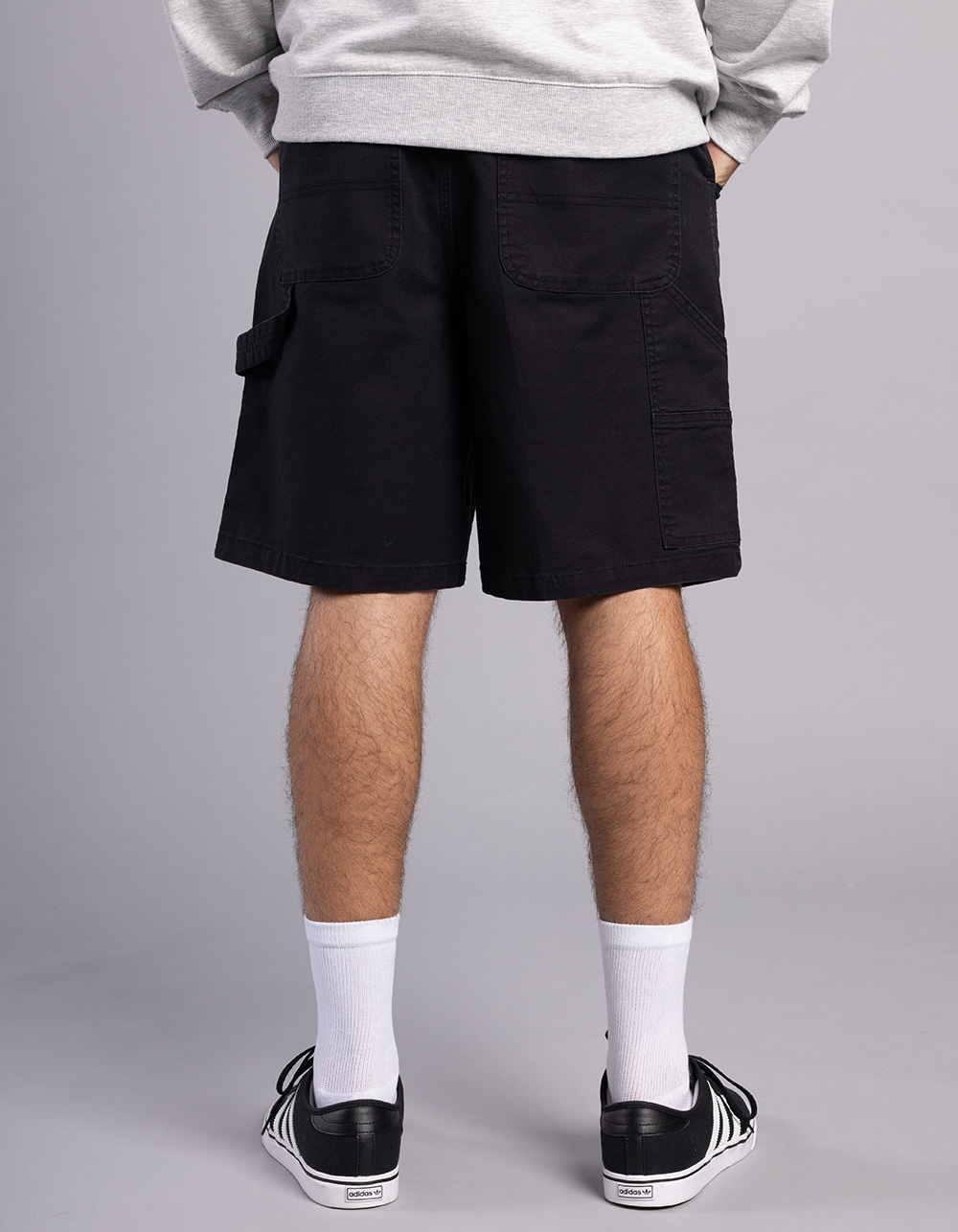 RSQ Mens Utility Canvas Shorts - BLACK