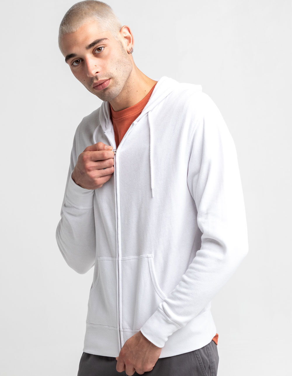 RSQ Full Zip Mens White Hoodie WHITE Tillys
