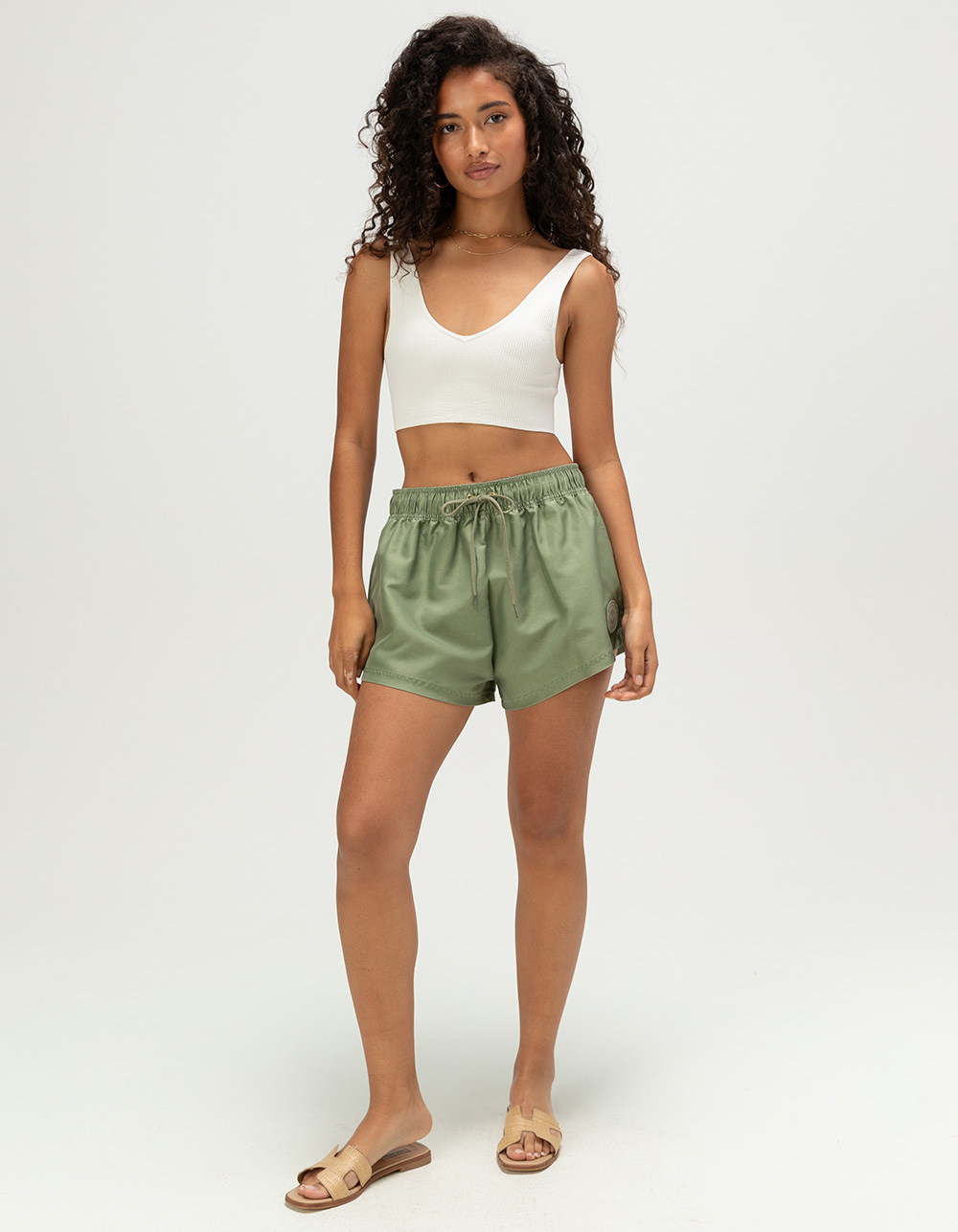 FULL TILT Womens V-Neck Seamless Bralette - OFF WHITE