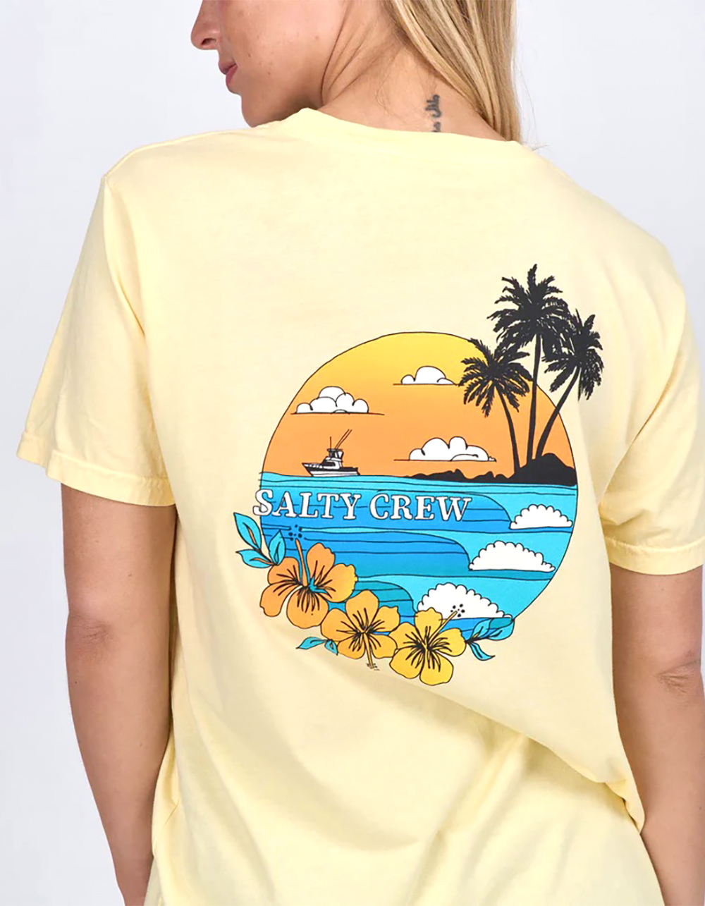 SALTY CREW Sunset Womens Boyfriend Tee - YELLOW