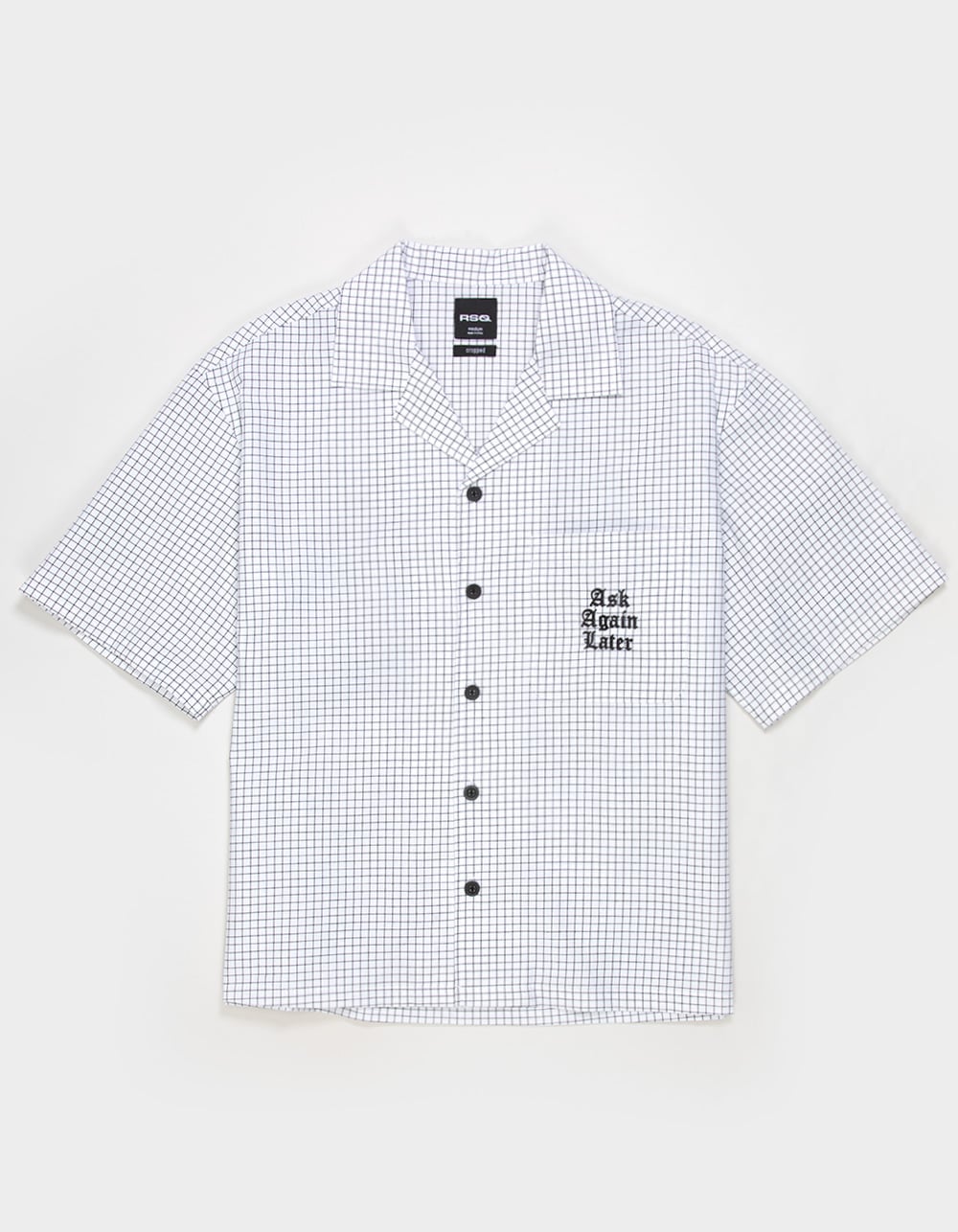 RSQ Mens Graphic Crop Button Up Shirt - BLK/WHT