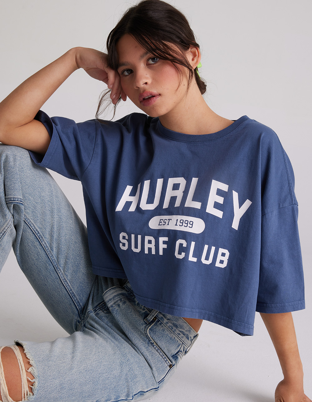 HURLEY Surf Club Womens Boyfriend Crop Tee