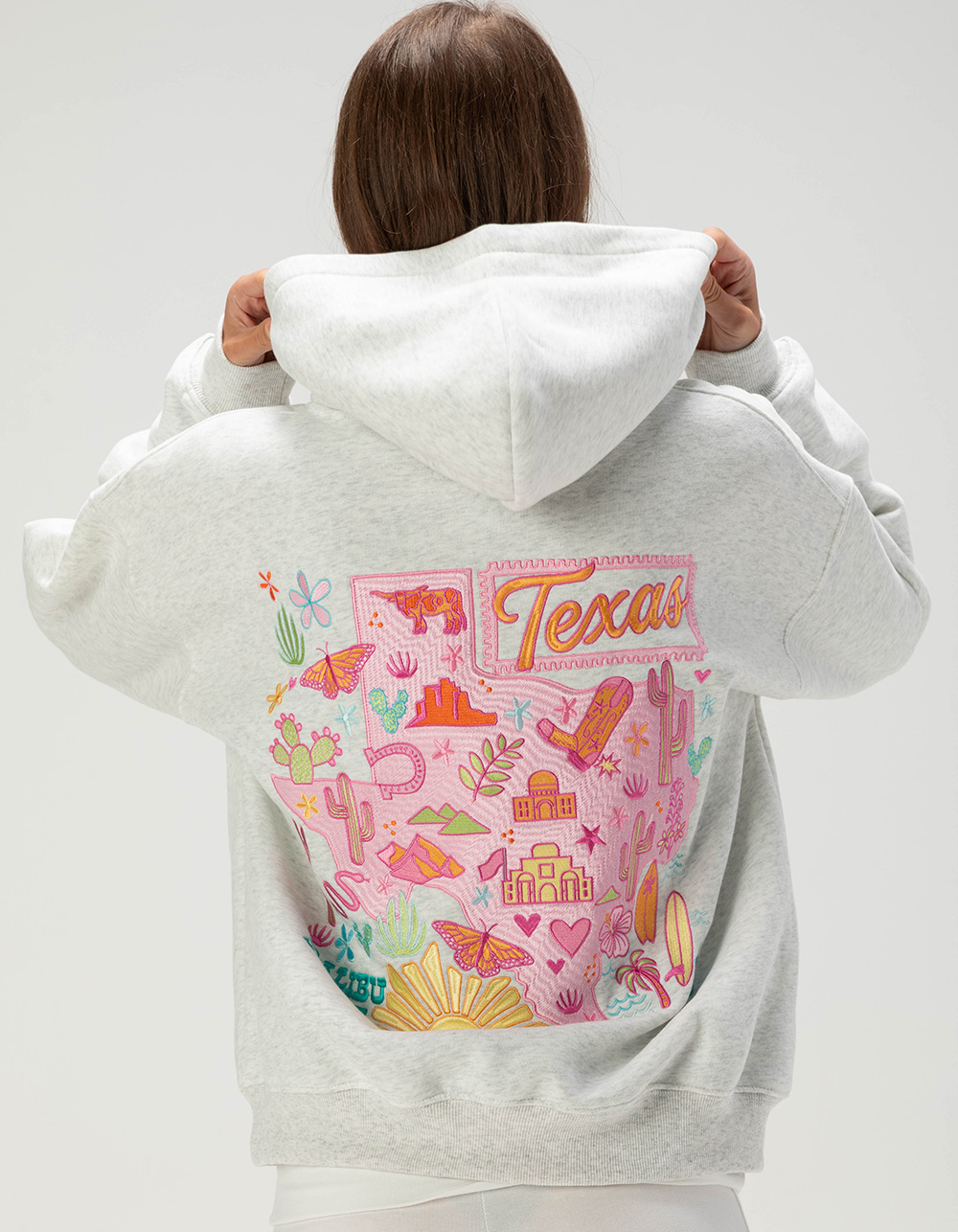 MALIBU SKYYE Texas Womens Hoodie - HEATHER GRAY