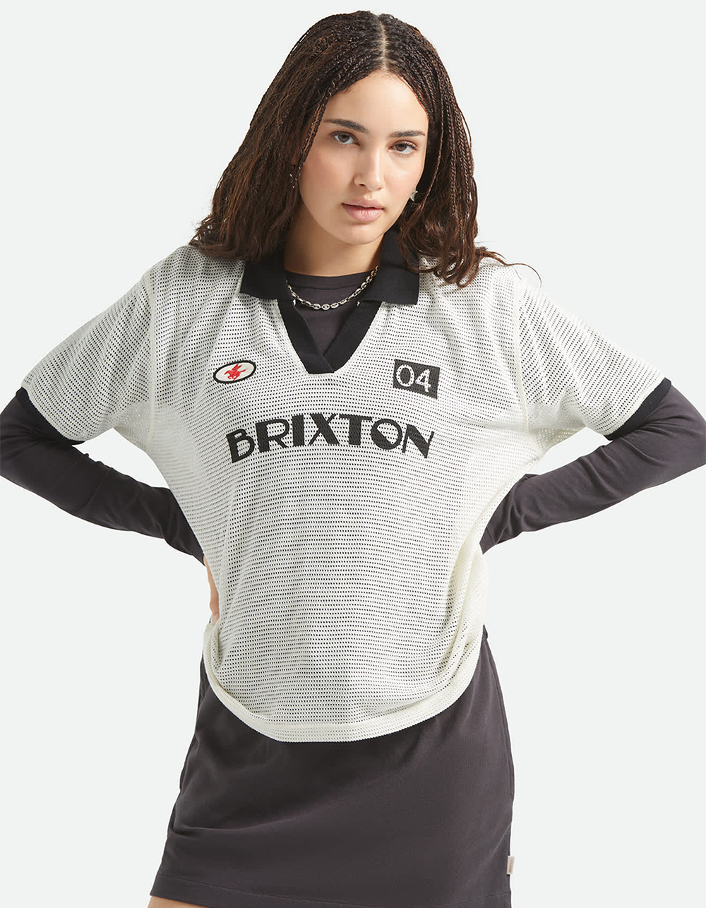 BRIXTON Varsity Womens Retro Tee - BLK/WHT