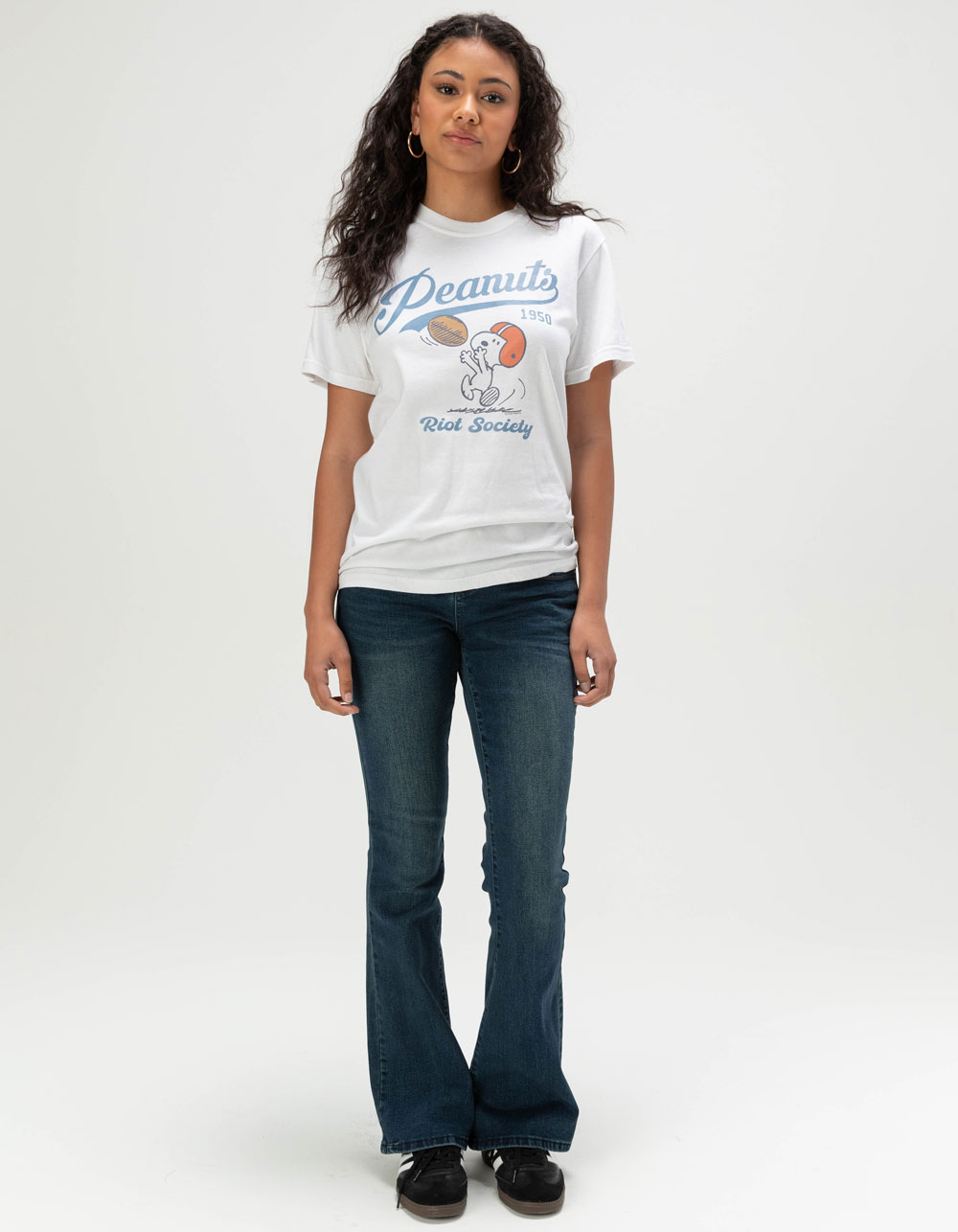 RIOT SOCIETY x Peanuts Snoopy Football Womens Tee - WHITE