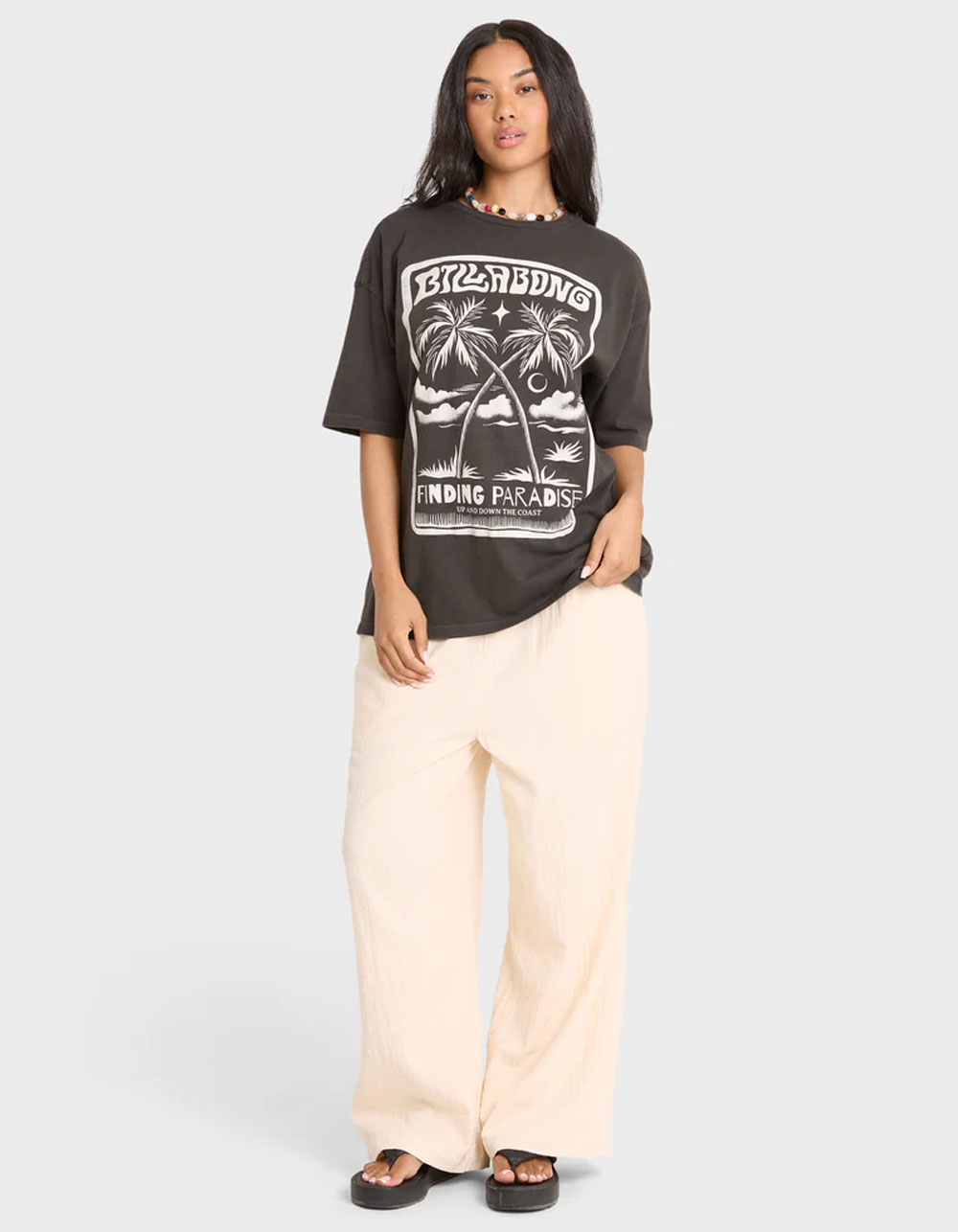 BILLABONG Tropical Filmore Womens Oversized Tee - BLACK