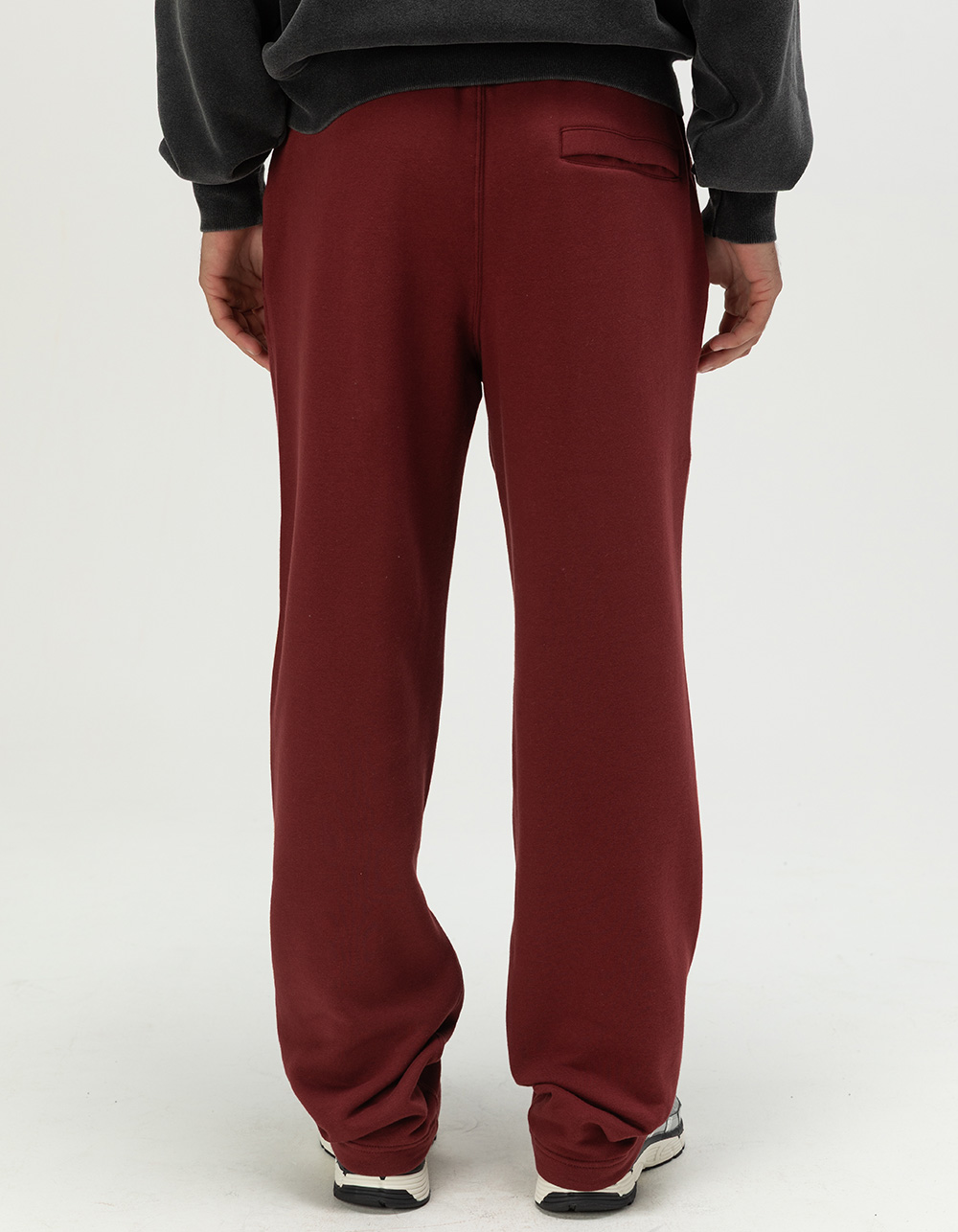 NIKE Club Mens Open Hem Fleece Pants - BURGUNDY