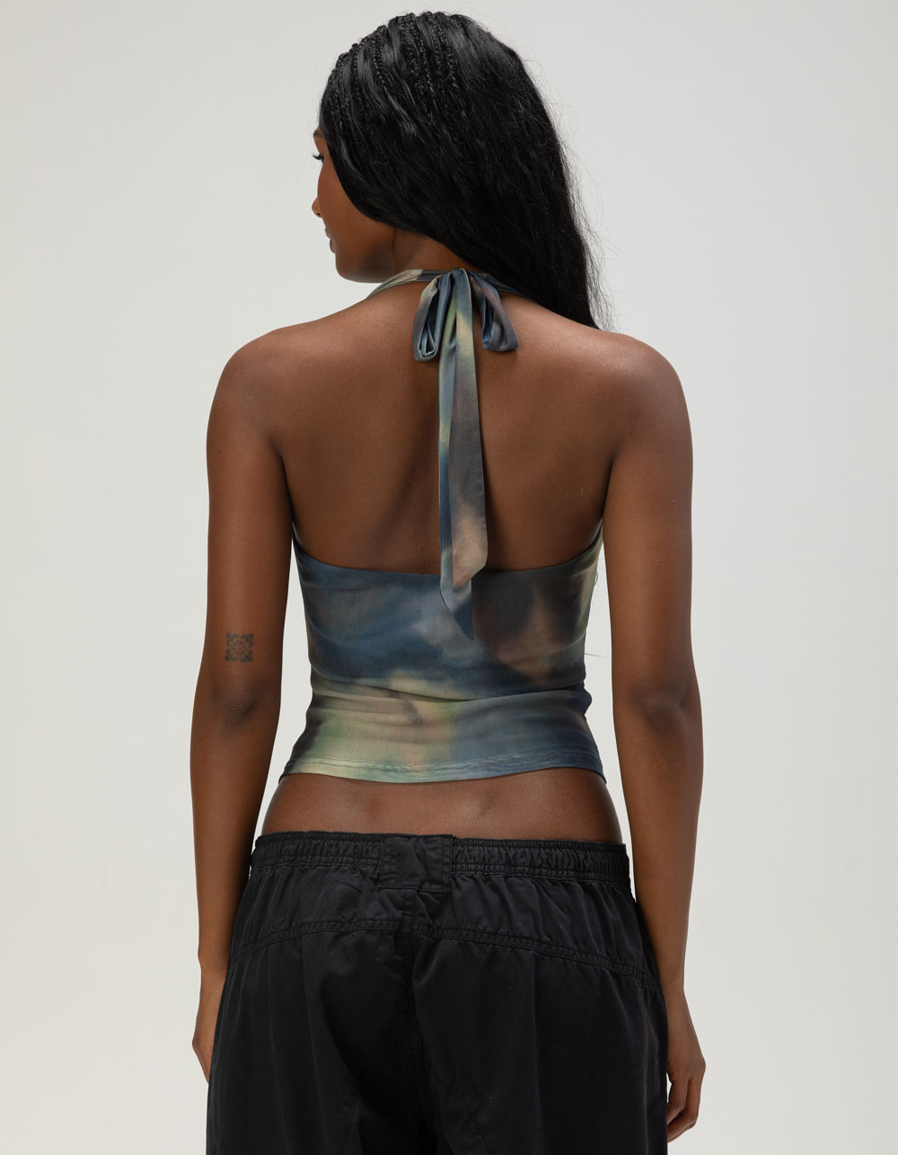 WEST OF MELROSE Womens Ombre Cowl Neck Halter Top - BLUE COMBO