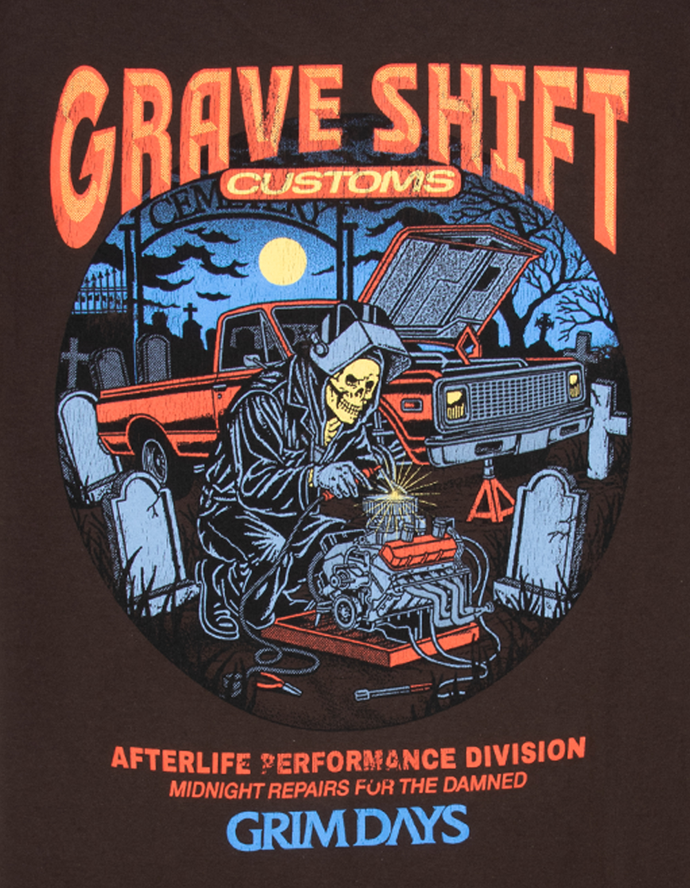 GRIM DAYS Grave Shift Mens Tee - BROWN