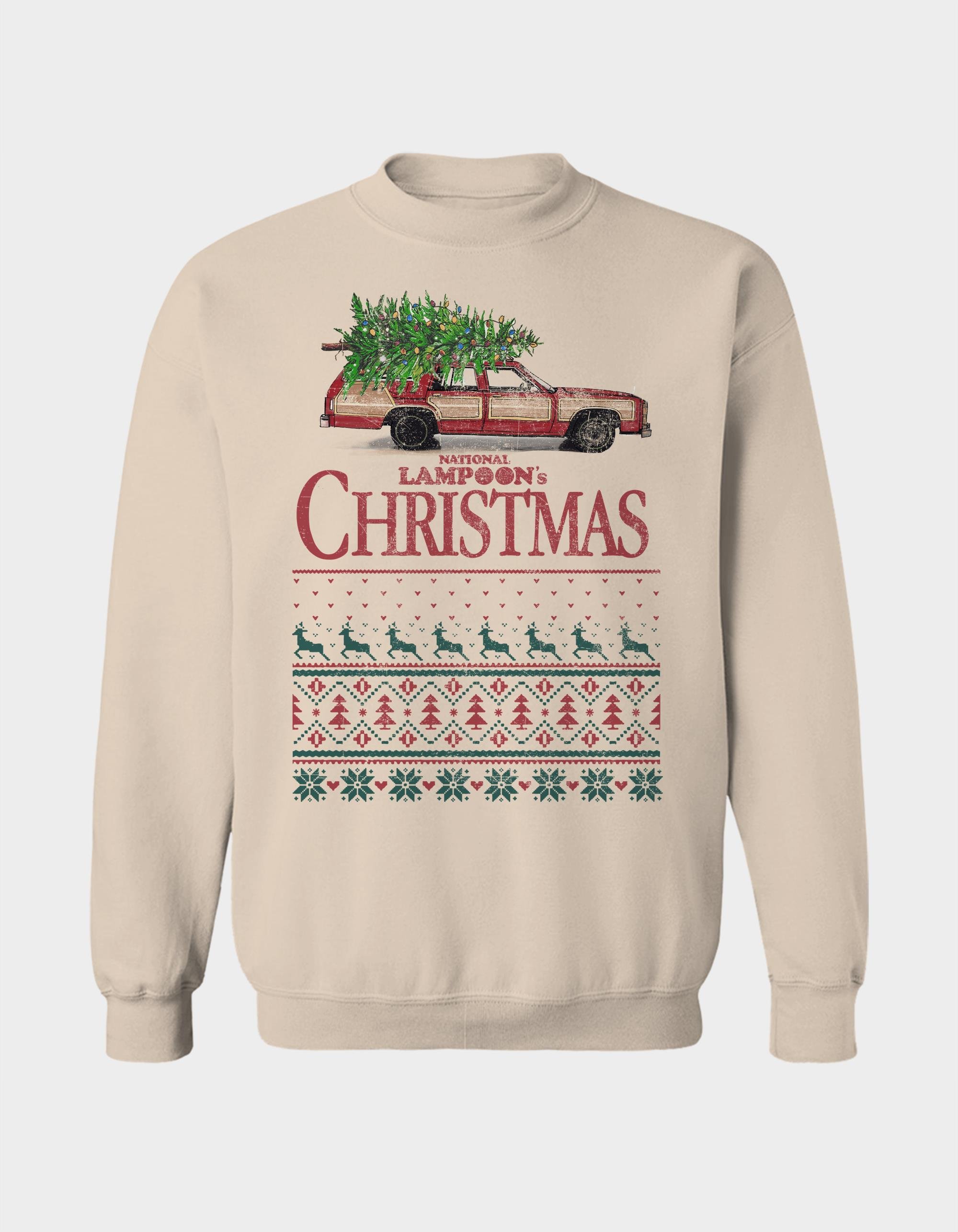NATIONAL LAMPOON'S Christmas VACATION Pattern Unisex Crewneck Sweatshirt - SAND