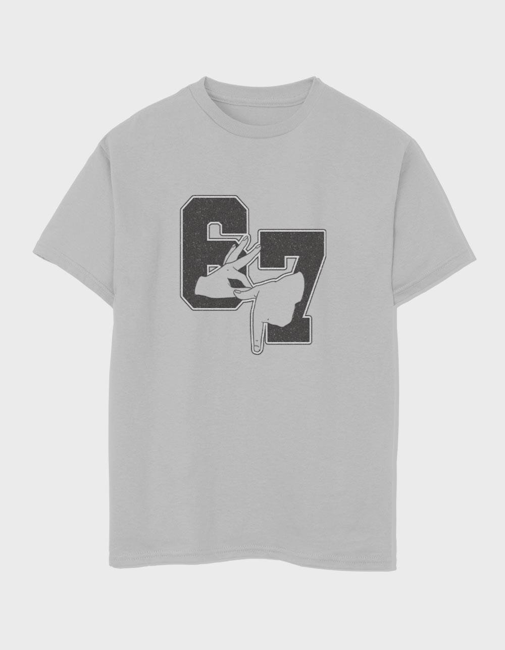 67 Hand Signs Unisex Kids Tee - HEATHER GRAY