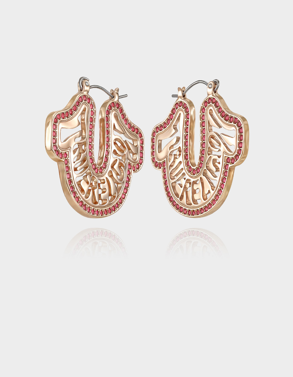 TRUE RELIGION Logo Horseshoe Hoop Earrings - GOLD