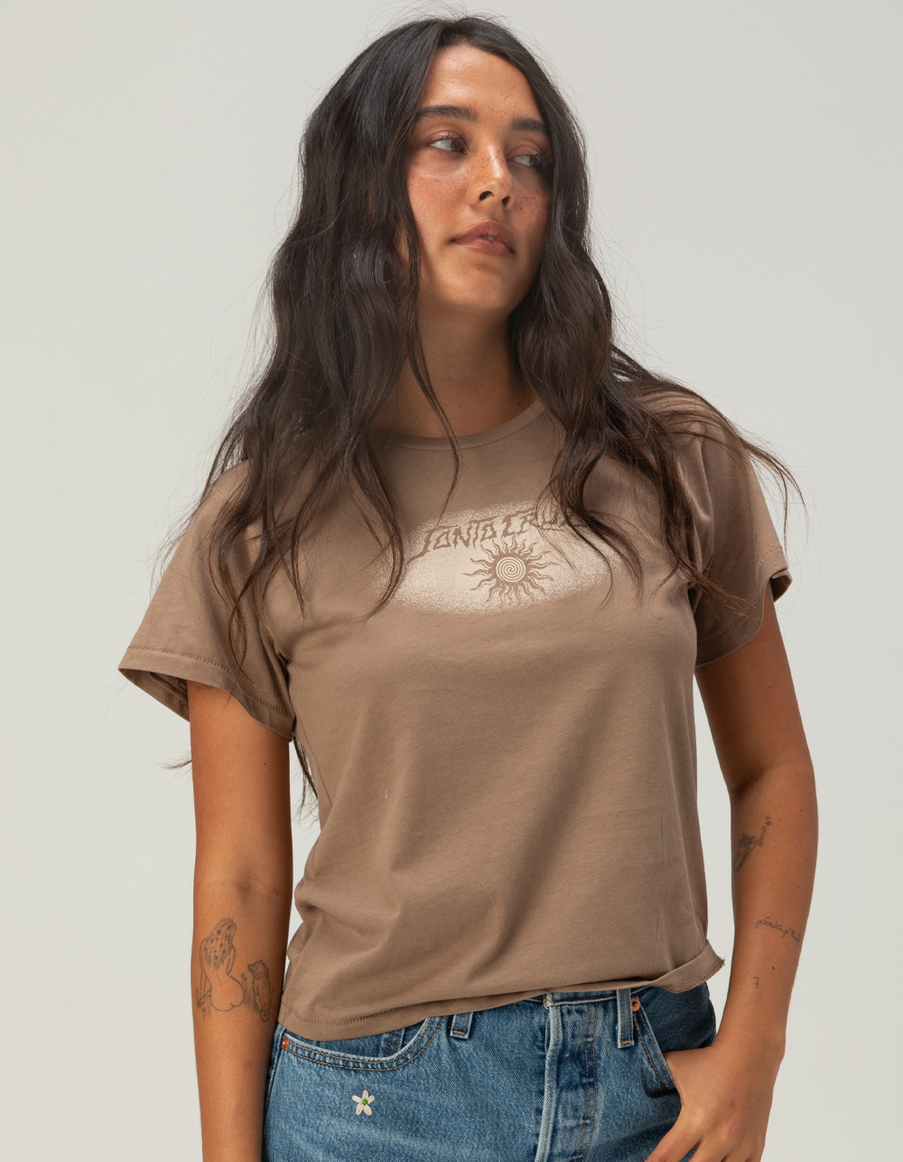 SANTA CRUZ Sun Fade Womens Skimmer Tee - BROWN