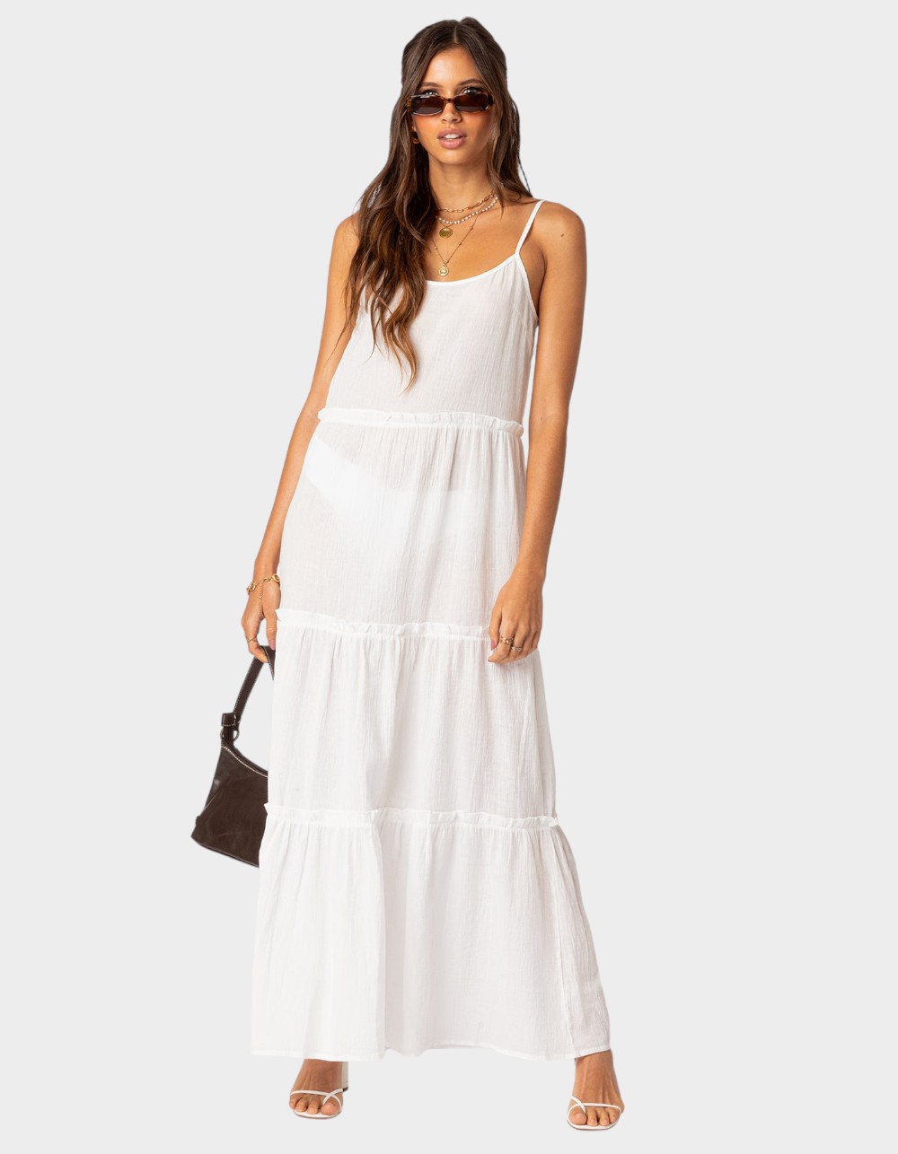 EDIKTED Radiant Tiered Maxi Dress - WHITE