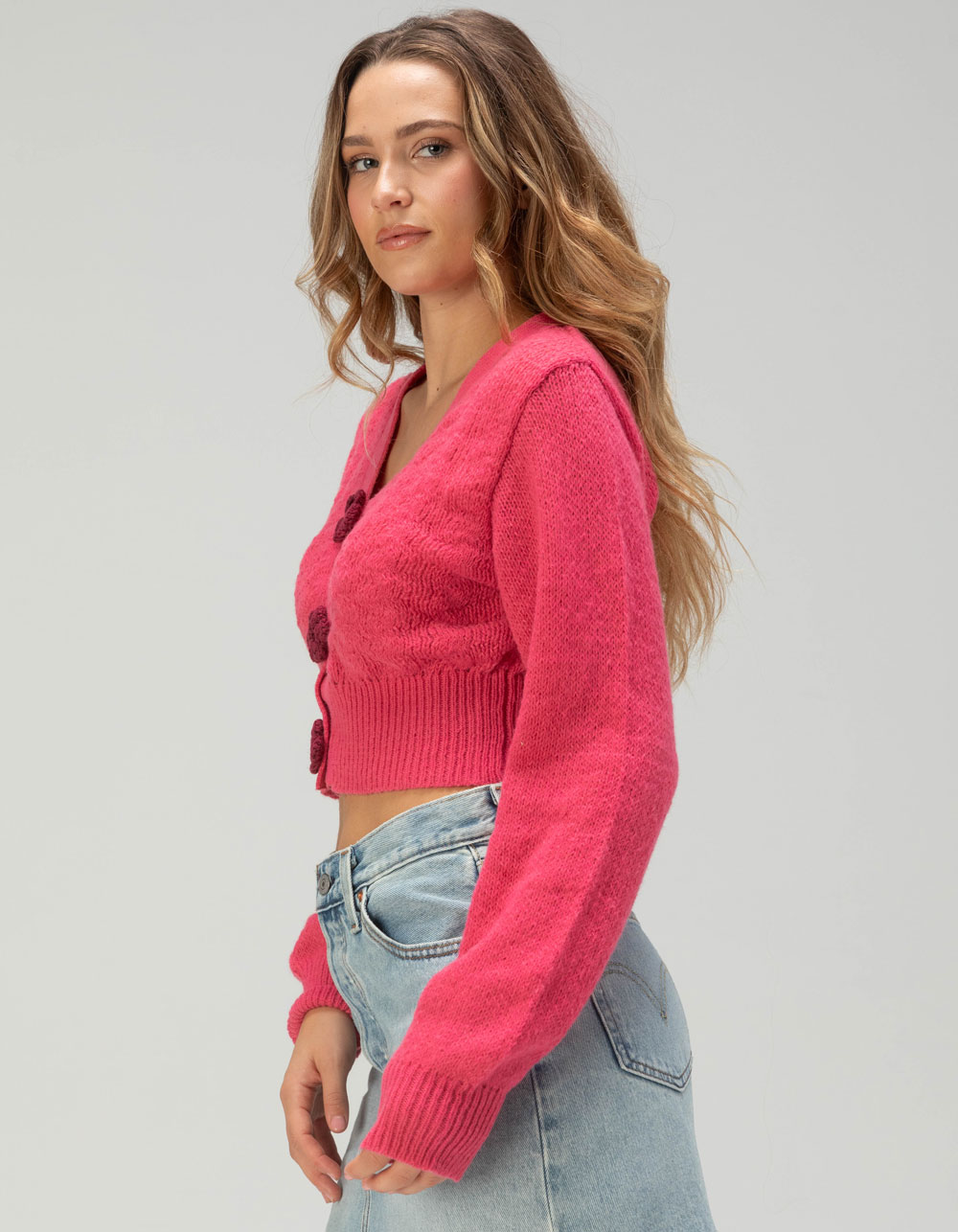 LOVE TREE ROSE Womens Cropped Cardigan Sweater | Arden Fair